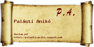 Palásti Anikó névjegykártya